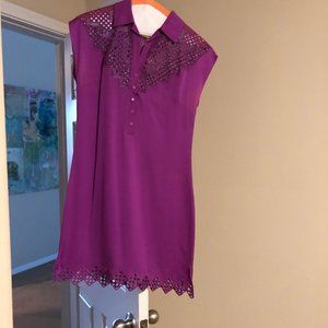 Pink shift dress with embroidery
